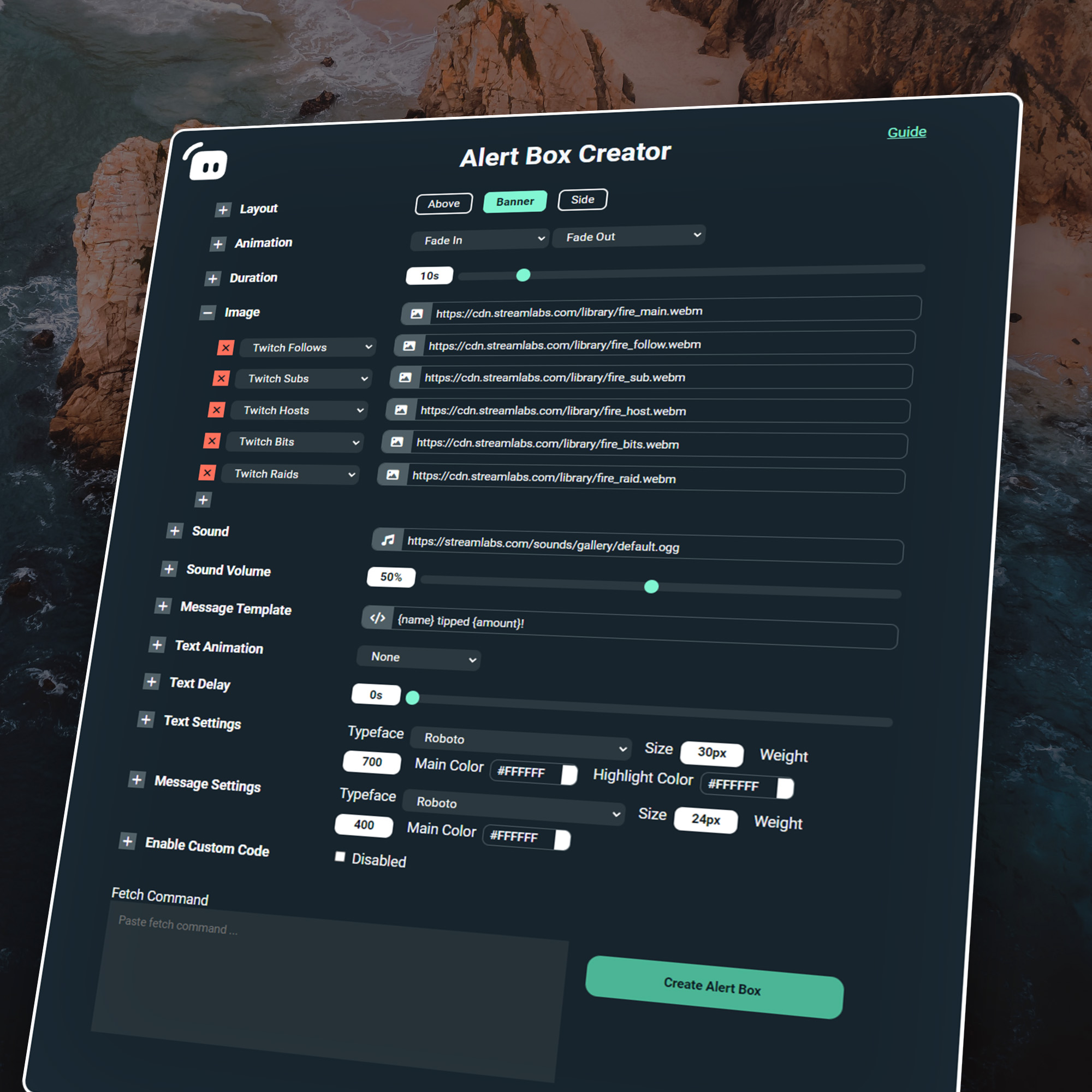 Streamlabs Alert Box Creator